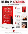 Instructions for using Two Pack Hella Tough Emergency Fire Blanket, 40 Inch Premium Fiberglass Flame Resistant Sheet.