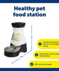 Hassle Free Double Pack Small Gravity Pet Food Station With Stainless Steel Bowl For Cats And Dogs Space Saving Self Dispenser 11" height