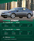 Image showing a grey car and vehicle fitment information for 2006-2011 Honda Civic and 2006-2010 Acura CSX.
