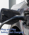 Upgraded NACS to CCS Adapter With 500A 1000V Fast Charge For Tesla Supercharging connected to an electric vehicle charging port.