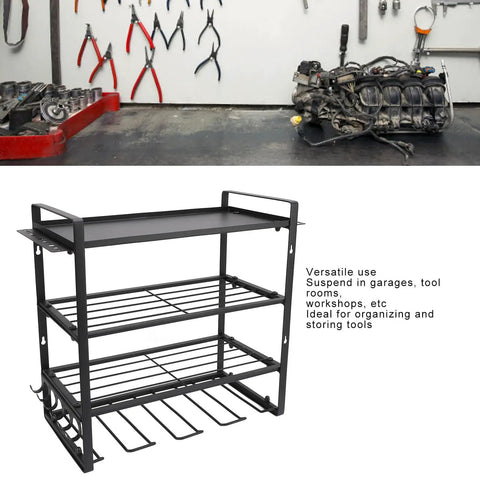 Badass Heavy Duty Wall Mounted Power Tool Organizer Rock Solid Drill Holder Killer Garage Rack, metal shelf with hooks