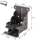 Heavy Duty Stainless Steel Folding Table Leg Brackets With Self Locking Hinges Built Different For Heavy Lifters Zero Drama Assembly Nifty Foldable Support Kit Kick Butt Strength For Workbenches close-up showing dimensions and screw.