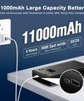Dope Portable 11000mAh Battery Spot Welder With LCD Screen 80 Gear Adjustable Power Type C Charge Nickel Strip Kit USB Cable Compact Mini Welder For Battery Pack Spot Welding showing charging port and battery capacity