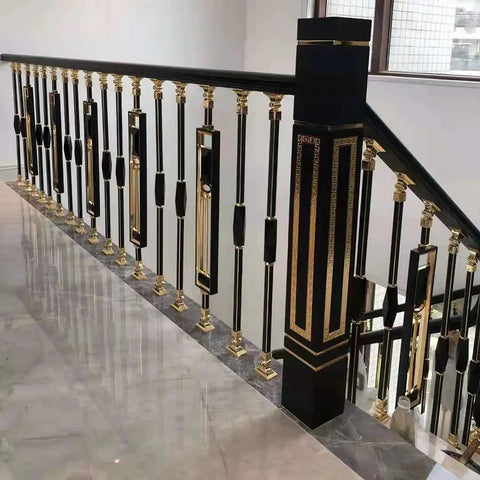 Hella Sturdy Square Deck Balusters And Stair Spindles Kit Featuring 37 Inch Adjustable Swivel Base with gold and black design.