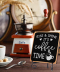 Wooden Coffee Sign Rise And Shine Its Coffee Time Decor Funny Bar Accessory Farmhouse Cozy Wood Plaque With Stand