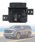 Fuel Pump Control Module For 2021-2023 Cadillac Escalade Escalade ESV Chevy shown against a SUV backdrop