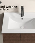 HAOCHRYSYPH Double Bowl Ceramic Sink, Milk White, 47.64 x 18.12 x 6.7 in. close-up view of hard-wearing surface and faucet