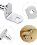 40 Pcs Shelf Pins L Shaped Bracket Clips Nickel Plated With Hole One Quarter Inch Diameter For Kitchen Cabinets Bookcases Shelves Closets