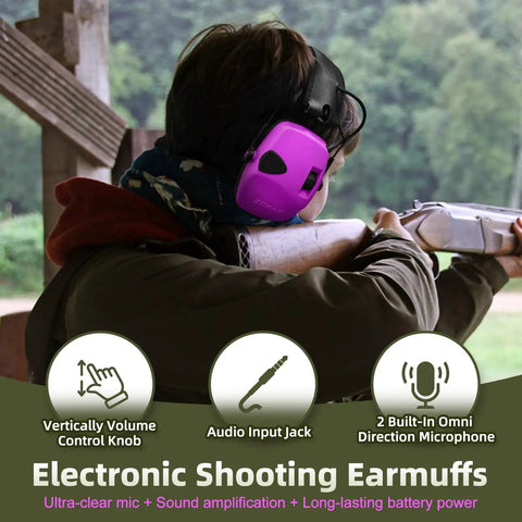 Electronic Shooting Ear Protection With 4X Sound Amplification And Slim Active Noise Reduction Earmuffs For Gun Range, 22 dB Noise Reduction, Rapid React ANR