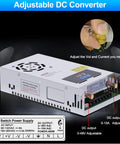 Beefy 480W 10A Adjustable DC Power Supply With Digital LED Display, showing voltage and current adjustment details.