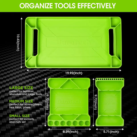 Flexible Tool Tray Set Three Piece Silicone Tool Holder For Mechanics Heat And Chemical Resistant Organizer For Auto Shop
