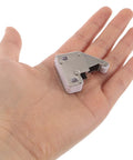 Push Open Cabinet Door Catch 2 Pack Stainless Steel Roller Latch for Cabinets in hand, showing small size and metal material