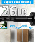 Tension Curtain Rod Black Extra Long 40 To 166 Inch Adjustable No Drilling One Click Extend features and load capacity displayed