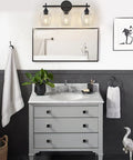 Modern Black Industrial Three Light Vanity Light With Wine Glass Shades For Hallway Kitchen And Bedroom Indoor Wall Fixture UL Listed