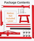 Heavy Duty 2 Ton Hydraulic Engine Hoist With Telescopic Boom And Six Smooth Roll Casters 4400 Pound parts laid out, showing package contents.