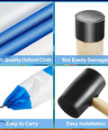 15.7Ft Beach Wind Screen Wind Blocker Privacy Screen with Wooden Poles Mallet and Carry Bag Blue White features