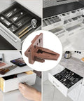 Universal Plastic Drawer Slides With Center Mounted Rails And Smooth Gliding Wheels For Hella Sturdy Dresser Bedside Cabinet Replacement Hardware Package Set Of Six in use with various drawers.