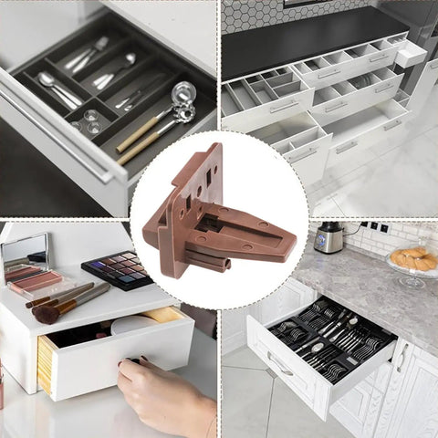 Universal Plastic Drawer Slides With Center Mounted Rails And Smooth Gliding Wheels For Hella Sturdy Dresser Bedside Cabinet Replacement Hardware Package Set Of Six in use with various drawers.