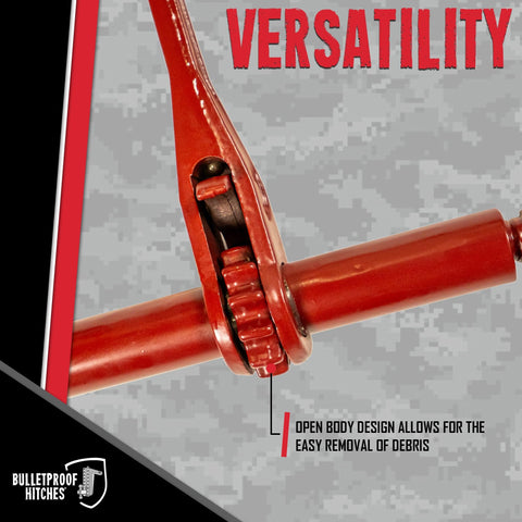 One Quarter To Five Sixteenth Inch Ratchet Binder With Grab Hooks For Grade 70 Chains, rated 7,800 lbs, open design.