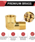 Pack Of Two Three Quarter Inch MNPT To Three Quarter Inch FNPT 90 Degree Barstock Street Elbow Brass Pipe Fitting Male To Female NPT123