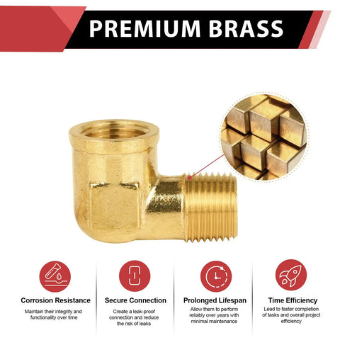 Pack Of Two Three Quarter Inch MNPT To Three Quarter Inch FNPT 90 Degree Barstock Street Elbow Brass Pipe Fitting Male To Female NPT123