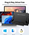 3 In 1 Universal Hard Drive Adapter For 2.5 And 3.5 Inch SATA IDE HDD SSD To USB 3.0 Reader, shown with laptop and OS icons