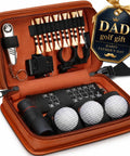 Golf Gifts For Men Fathers Day Complete Golf Accessories Kit In PU Leather Case with 3 golf balls, 12 tees, divot tool, monocular