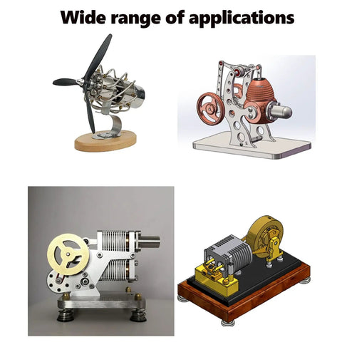 Heavy Duty Steel Inertia Flywheel For Stirling Engines And Gyroscopes Delivers Slick Baked Finish And Rock Solid Balance Built Tough DIY Power Generator Part Plus Straight Up Energy Storage Disc At 100mm Or 120mm Wide With 6mm Bore, displayed in various mechanical applications.