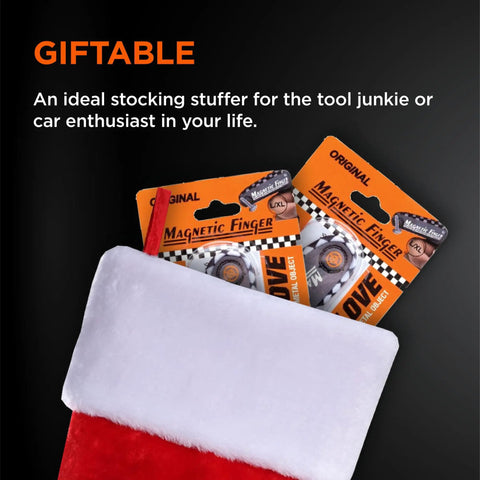Grip Ready Magnetic Glove Pick Up Tool in packaging, shown as stocking stuffer, highlighting giftability.