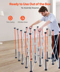 Man setting up Portable Folding Workstand For Garage And Workshop With 6000 Lbs Capacity Collapsible Table Stand With Storage Bag