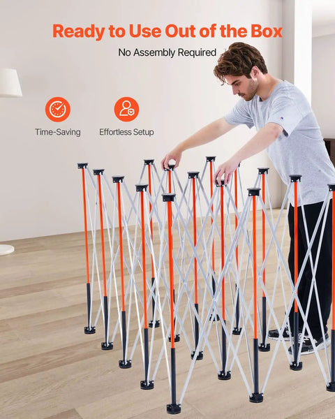 Man setting up Portable Folding Workstand For Garage And Workshop With 6000 Lbs Capacity Collapsible Table Stand With Storage Bag