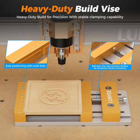High Precision CNC Vise Worktable For Desktop Router Machines 7.87 By 3.94 Inch 20x10cm Clamp Range 136mm Stable Design