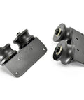 Top rollers close-up for 16Ft Rolling Ladder Hardware Sliding Rail Kit With Top Rollers And Braked Floor Wheels Full Metal Black Set
