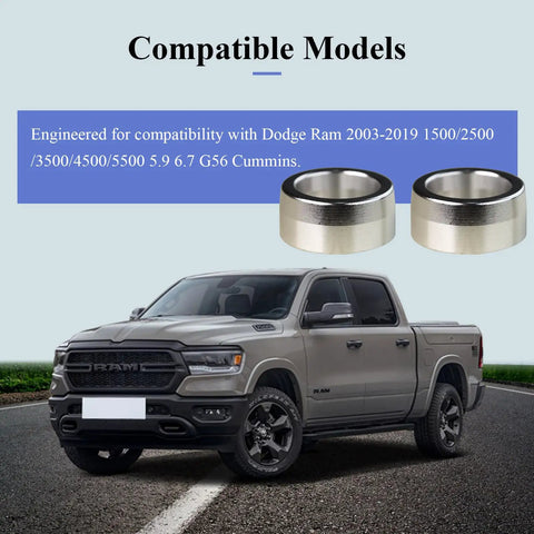 Dodge Ram 4 Pack Intermediate Steering Shaft Bushings for 2003 to 2019 models, shown with a truck and bushings