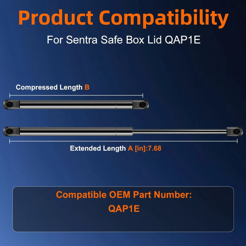 Must Have Seven Point Five Inch Sentry Safe Replacement Strut Kit Gas Spring Lift Support diagram for QAP1E model