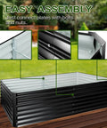 Heavy Duty Metal Raised Bed Garden Kit 8x4x2 Ft Galvanized Planter Boxes For Outdoor Use, shown with easy assembly corners.