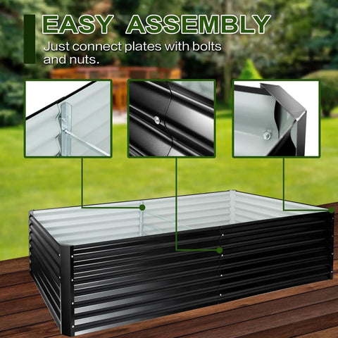 Heavy Duty Metal Raised Bed Garden Kit 8x4x2 Ft Galvanized Planter Boxes For Outdoor Use, shown with easy assembly corners.
