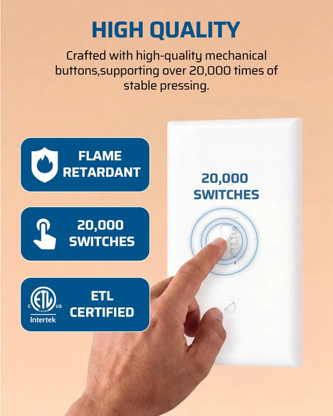Smooth Operating Digital Toggle Dimmer Switch Single Pole Or Three Way Rock Solid Wall Panel with flame retardant features.