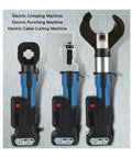 Heavy Duty Brushless Electric Crimping Pliers Set With Punch And Cut Tools For Professional Cable Wiring Jobs, showing three electric tools.
