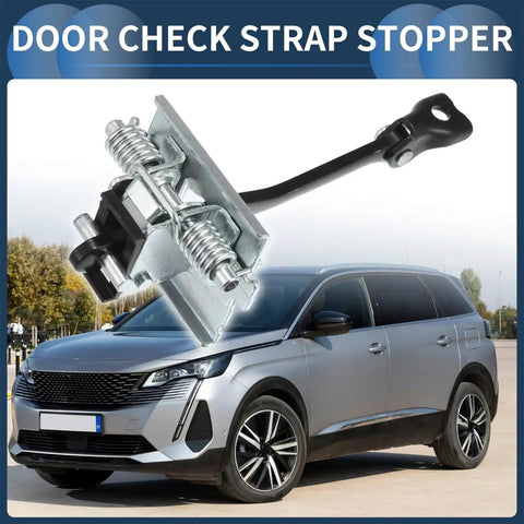Peugeot 5008 Front Door Hinges Left And Right With Check Strap Soft Close Limiter Beefed-Up Wear Resistant Metal Dampened Close Mechanism Anti-Loosen Rattle Prevention Replacement 2009-2021 in front of vehicle