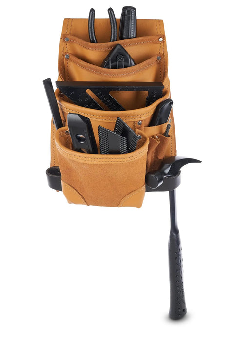 Genuine Leather Tool Pouch for Electricians With Multiple Pockets and Belts Up to Three Inches Wide Pro Grade Belt Organizer Tan LT 683 3
