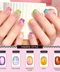 Hands holding a cup displaying nails with various styles from the Patting Gel Palette With 12 Jelly Gel Colors Each Nail Art Kit.