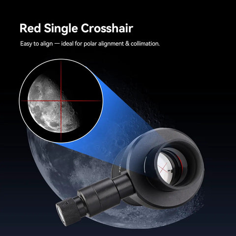 Illuminated Crosshair Reticle Eyepiece 1.25 Inch, 20mm Vision For Guided Astrophotography And Guide Scopes showing moon alignment