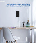 USB Outlet With USB C Port 15 Amp Easy Install Wall Receptacle Tamper Resistant USB Outlets 10 Pack With Wall Plate Included Gray Electric Duplex Socket in a modern home office setting