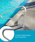Smooth Sail Setup Hella Sturdy 304 Stainless Steel Inground Pool Handrail Safety Grab Bar with U-shaped design near pool edge.