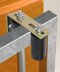 Universal Adjustable Heavy Duty Sliding Gate Rollers Kit With L Shaped Brackets installed on metal frame