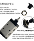 Five Way Two Position Hand Lever Pneumatic Valve Three Eighths Inch NPT Air Control Push Pull Lever Operated Valve