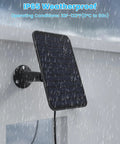 Premium 5 Watt Solar Panel Set To Keep Outdoor Cameras Never Running Dry featuring IP65 weatherproof housing and mounted on a wall.