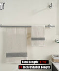 Slick Value Packed Brushed Stainless Steel 5 Piece Bath Hardware Set For Tight Spaces 24 Inch Towel Bar with towels displayed.