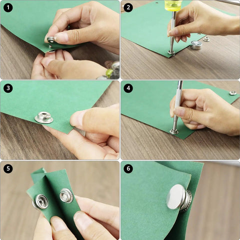 Stainless Steel Snap Fastener Kit, 200 Pieces With 15mm Snap Caps, Includes Hole Punch Pliers And Setting Tools For Canvas Tarps And Garments